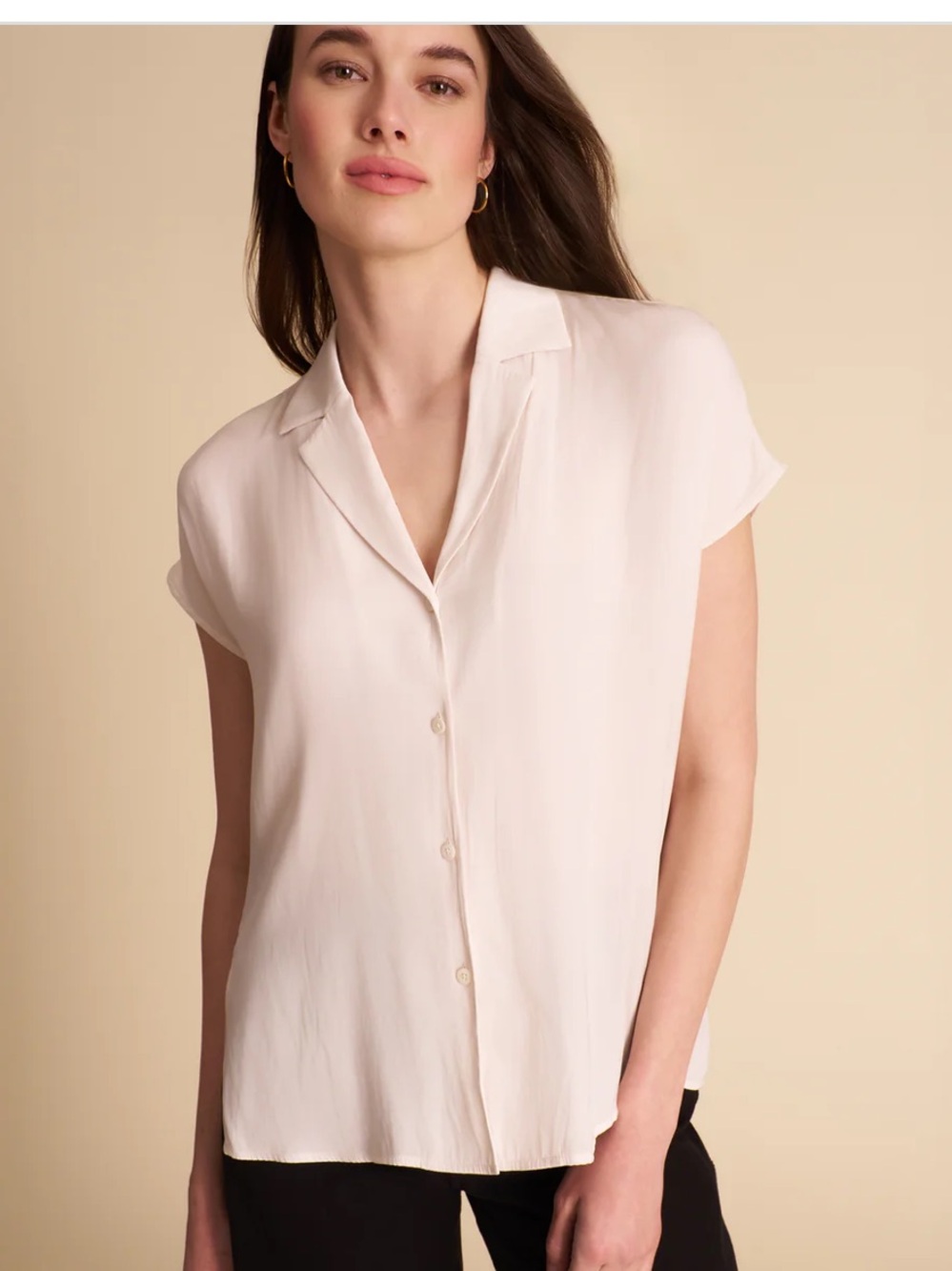 MM. LaFleur Halia Camp-Collar Button-Down Shirt - Soft Ivory medium